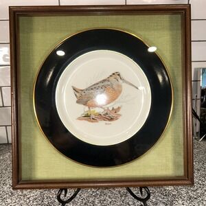 American Woodcock Collector Plate by Arthur Singer in Shadow Box 13.75x13.75 in